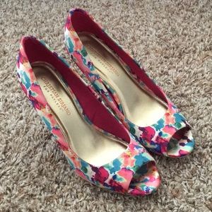 multicolored high heels